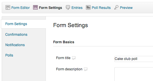 Form settings