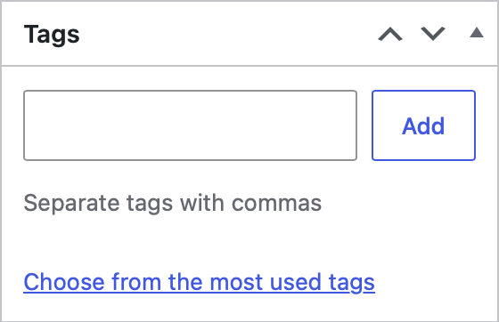 Tag selector panel for administrators