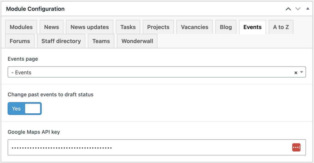 Module config - Events