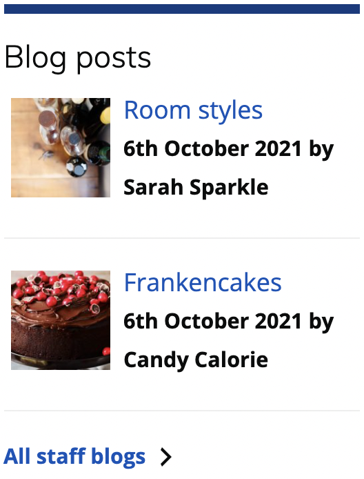 Example blog posts widget display