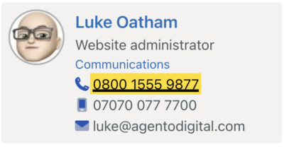 Staff card - showing separate links