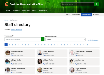 Staff directory template