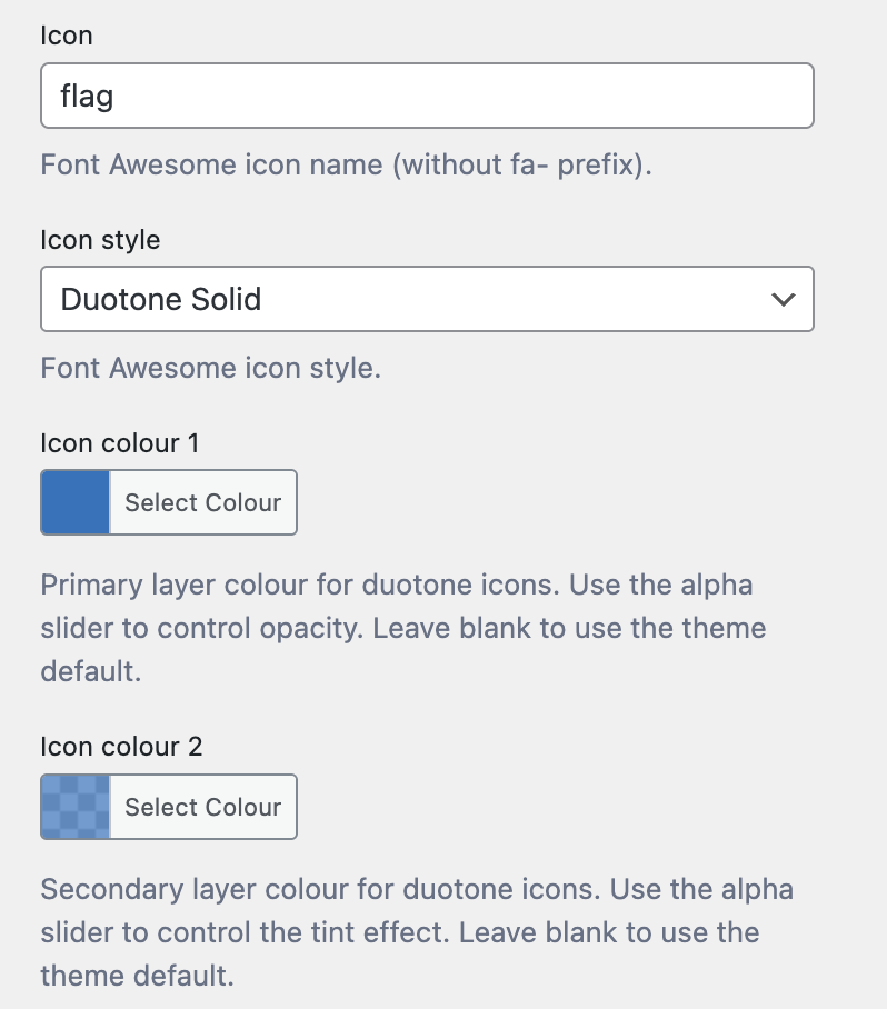 News update type icons use Font Awesome