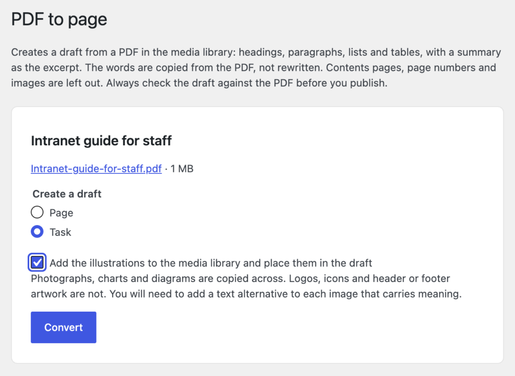 PDF to page step 1