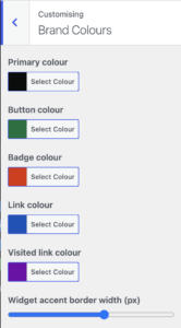 Customiser - brand colour options