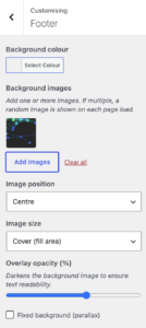 Customiser - footer options