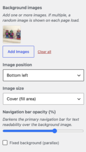 Customiser - header background options
