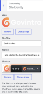 Customiser - site identity options