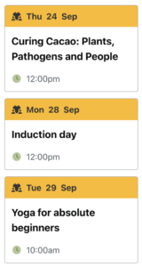 Example listevents shortcode
